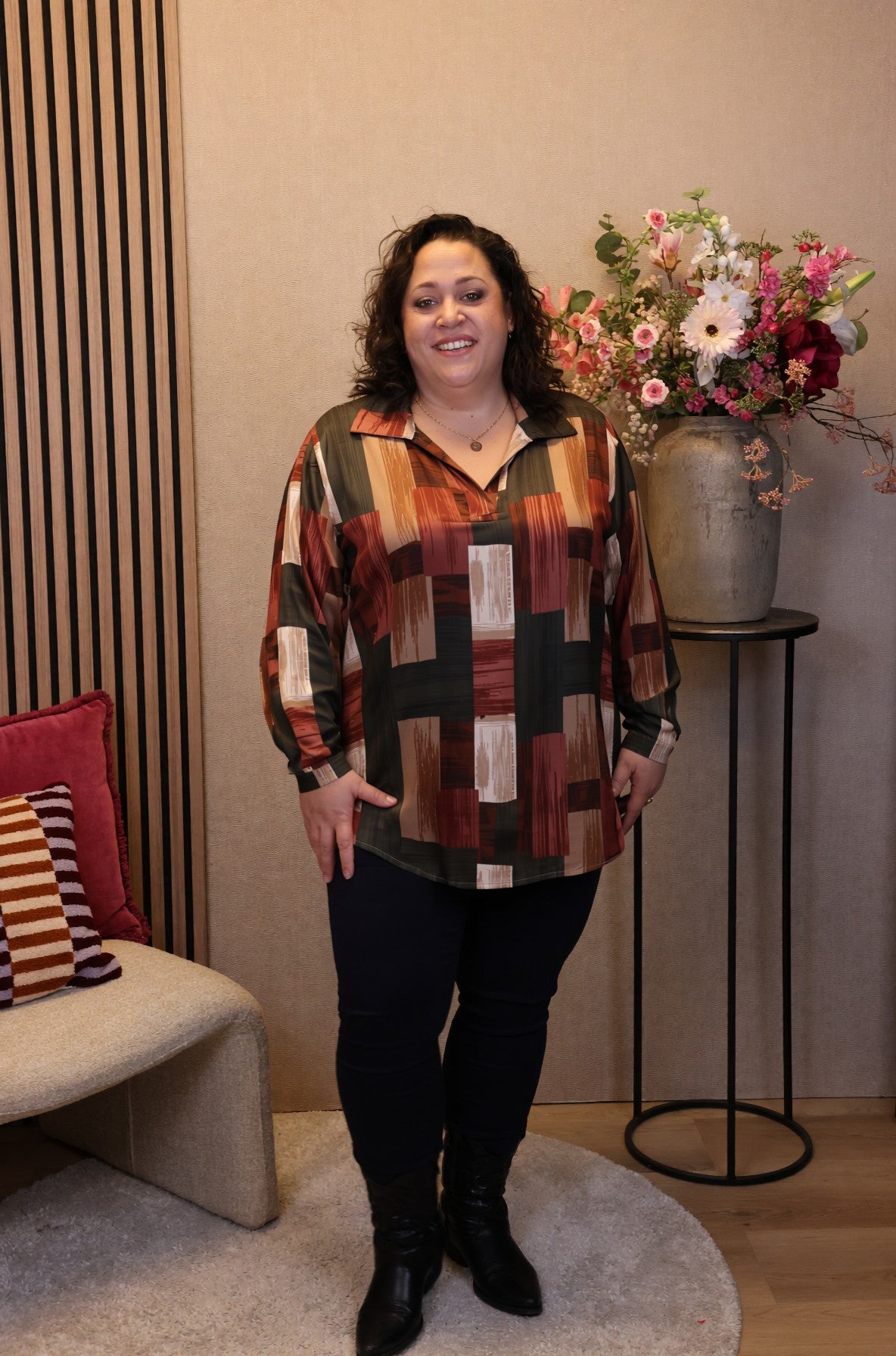 Dora | Bluse schwarz Langarm 52 bis 58