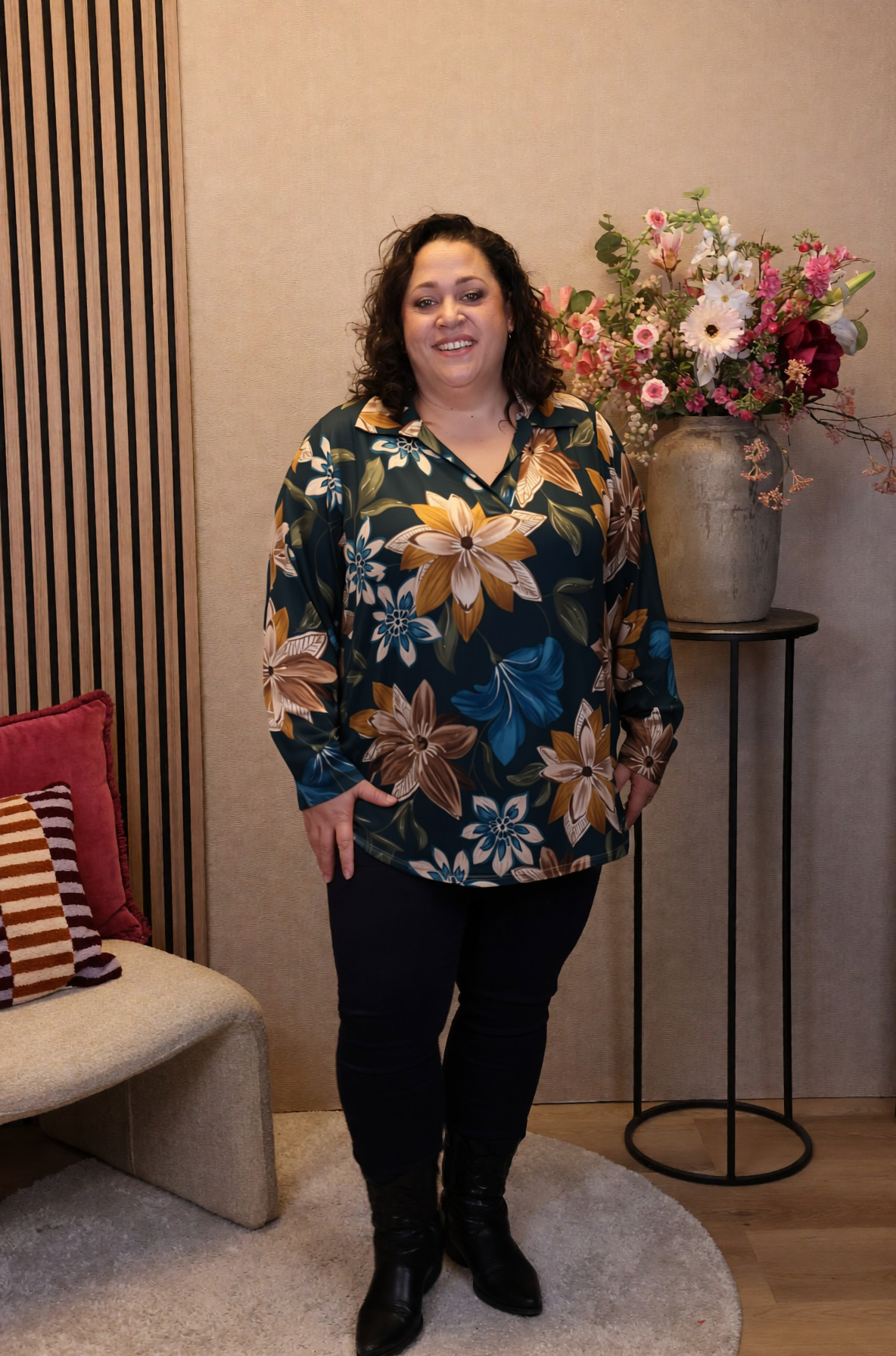 Dora | Bluse schwarz Langarm 52 bis 58