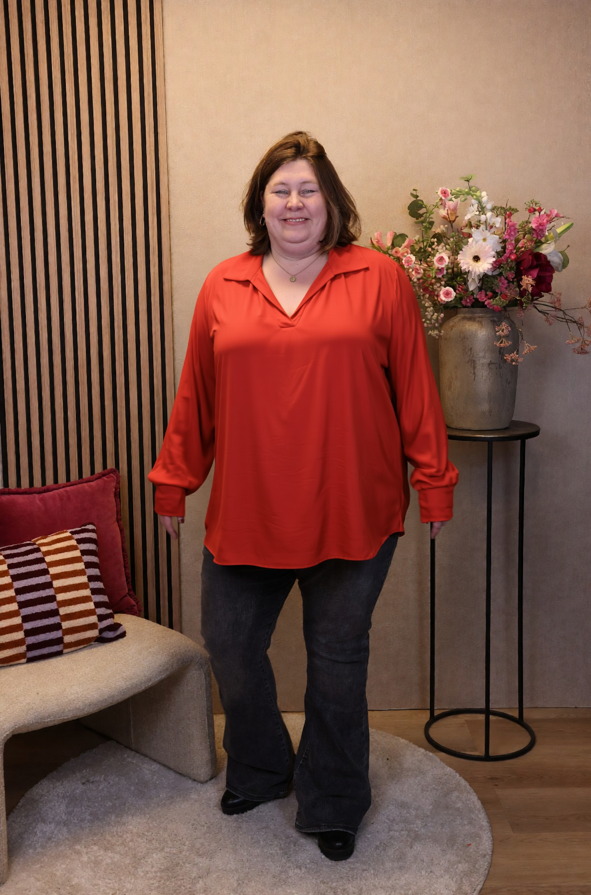Dora | Bluse schwarz Langarm 52 bis 58