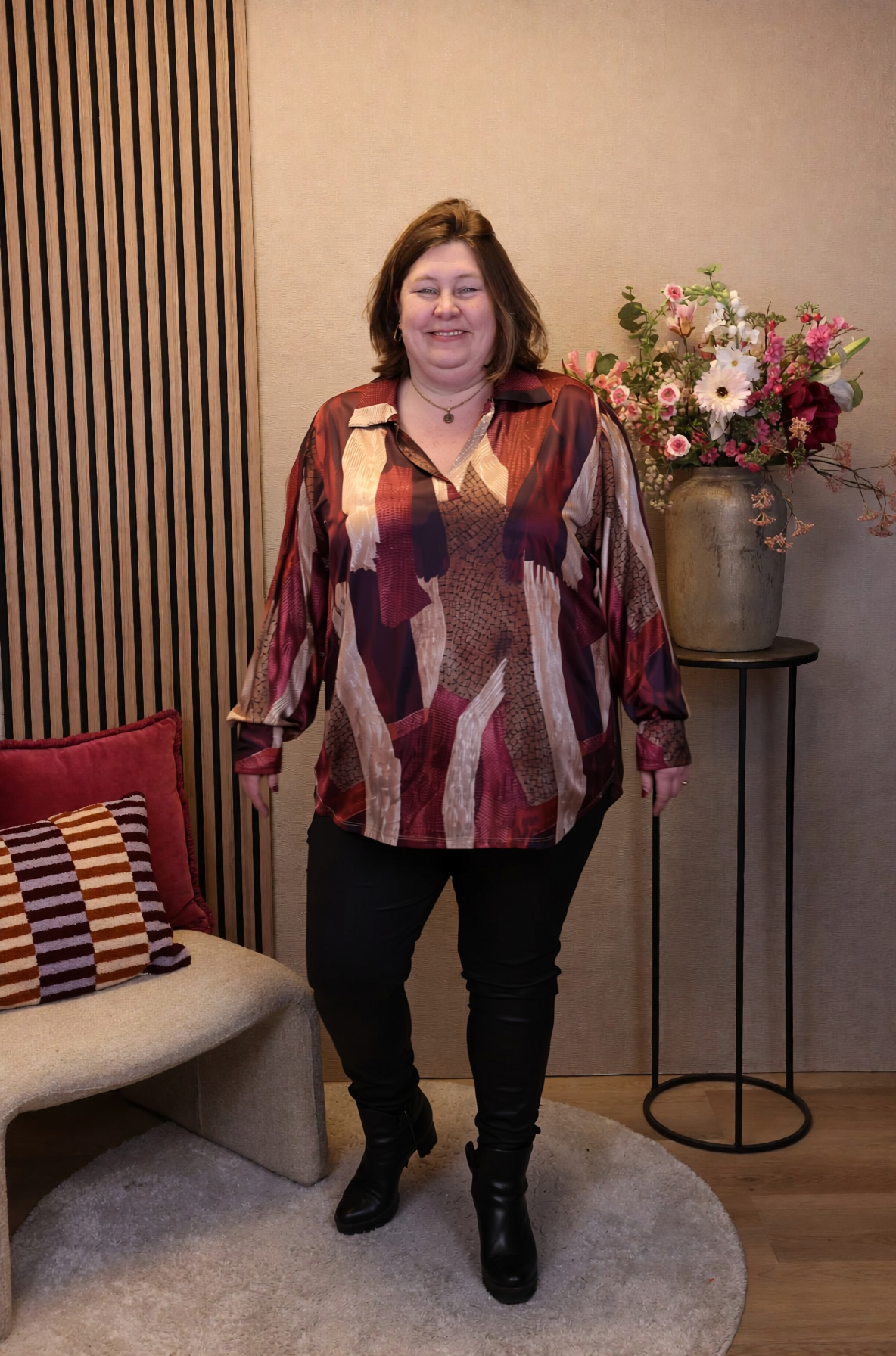 Dora | Bluse schwarz Langarm 52 bis 58