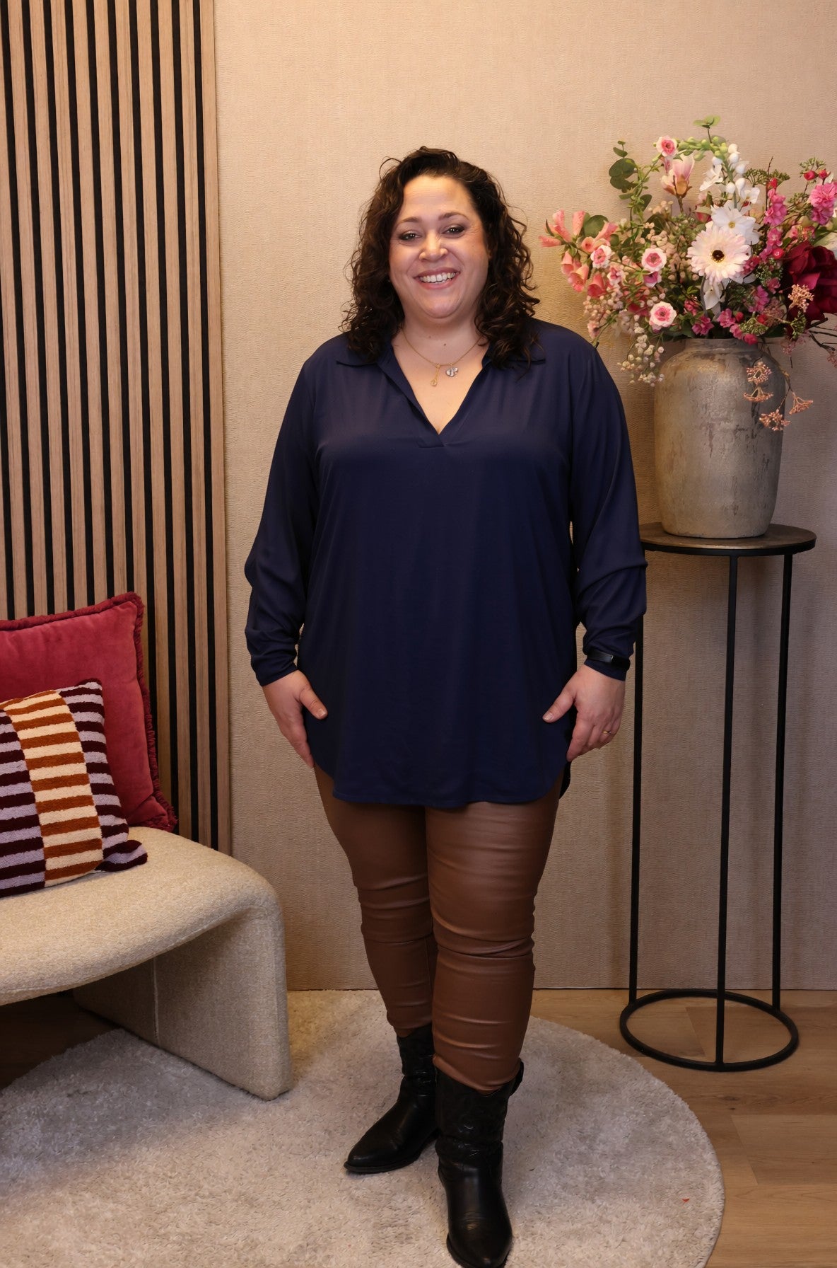 Dora | Bluse schwarz Langarm 52 bis 58