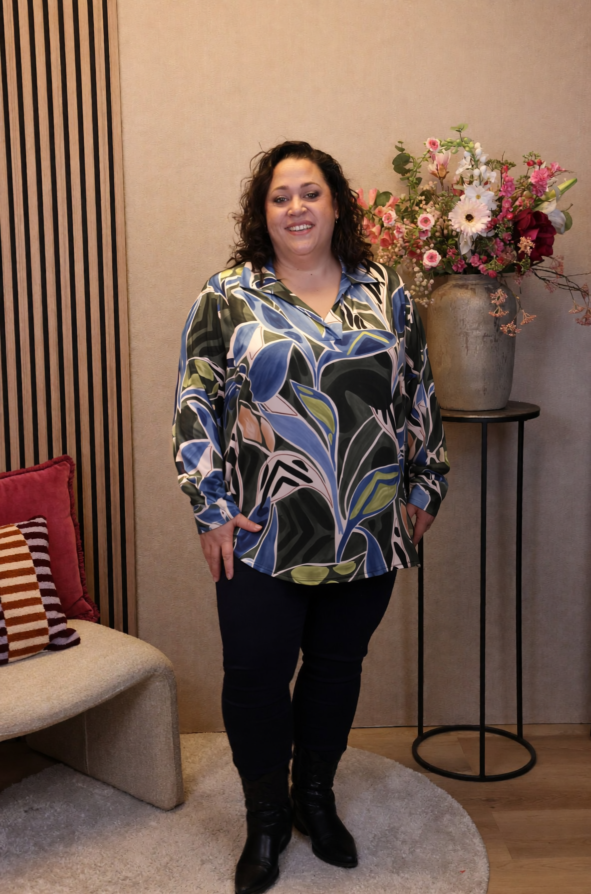 Dora | Bluse schwarz Langarm 52 bis 58