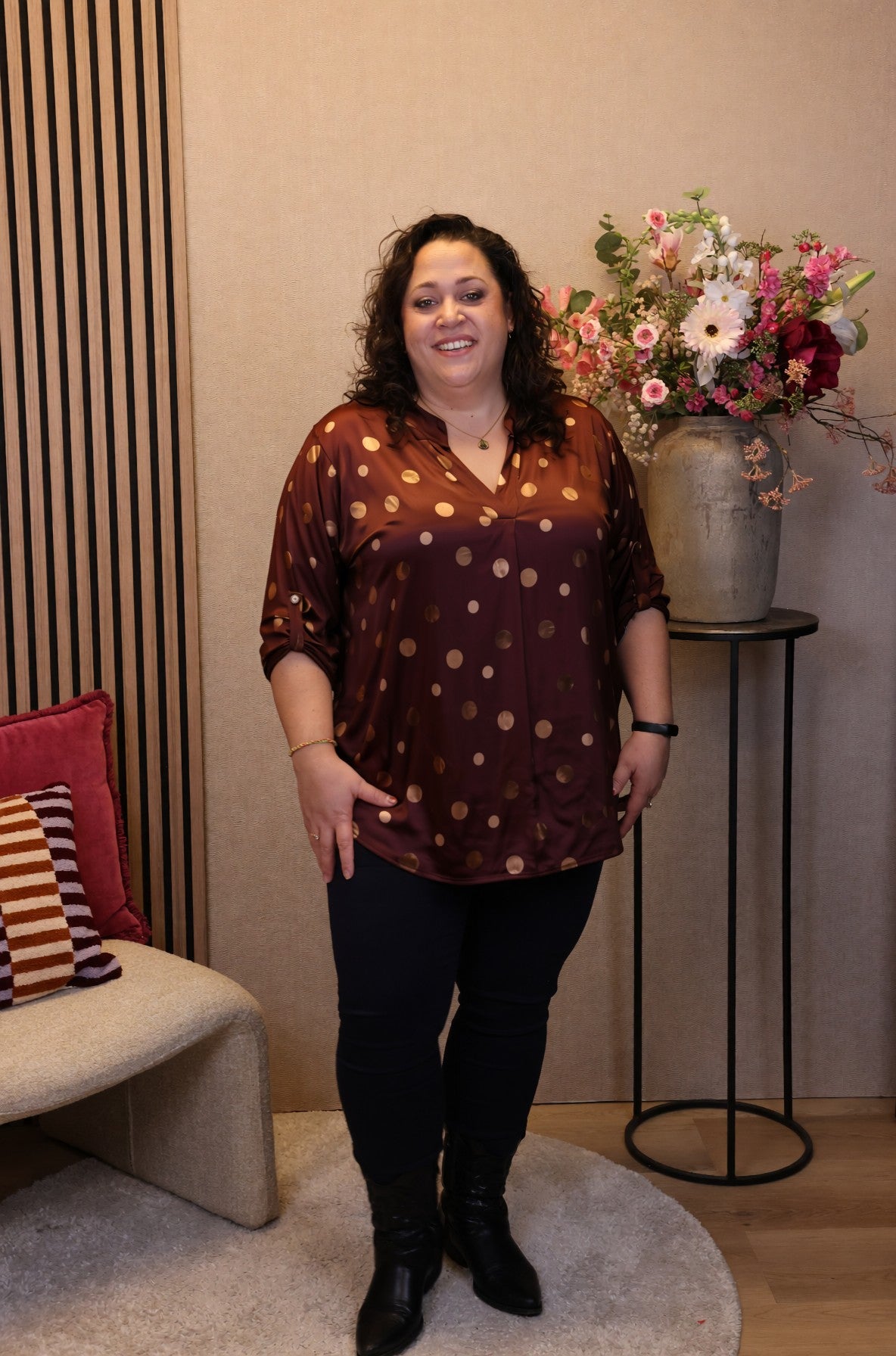 Dora | Bluse schwarz Langarm 52 bis 58