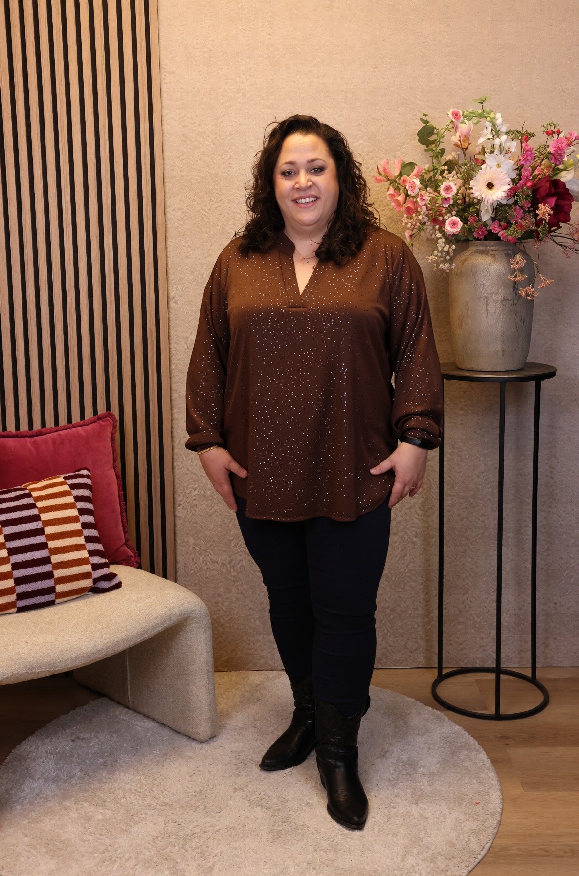 Dora | Bluse schwarz Langarm 52 bis 58