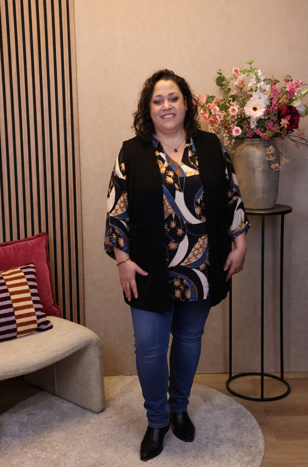 Dora | Bluse schwarz Langarm 52 bis 58