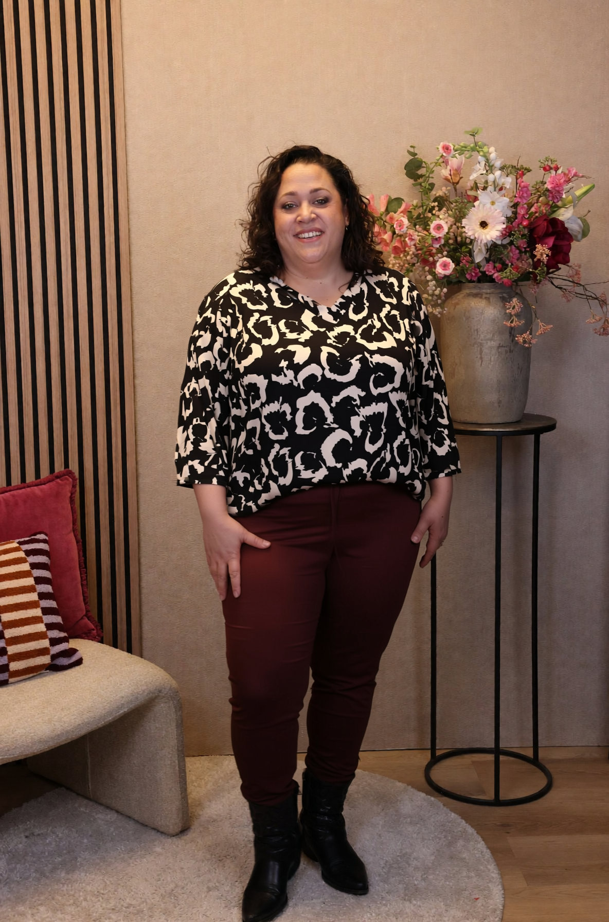 Dora | Bluse schwarz Langarm 52 bis 58