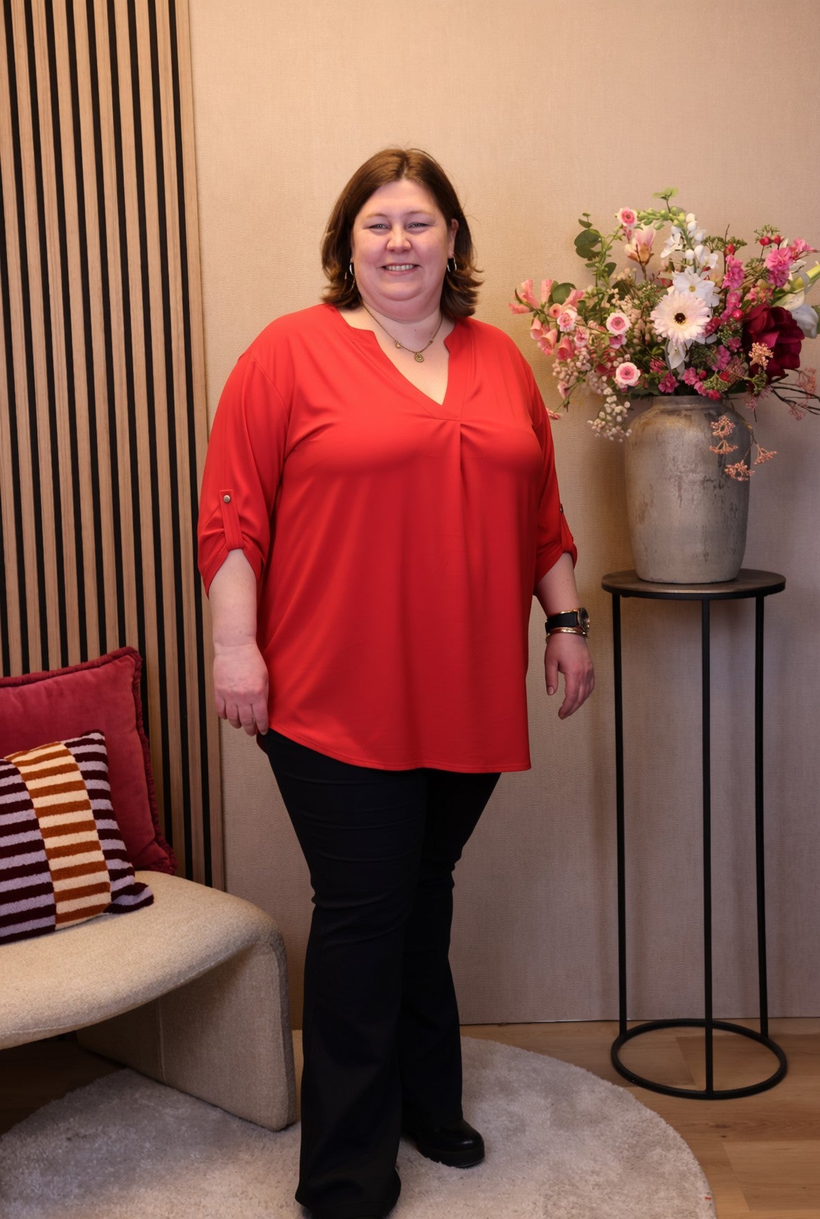 Dora | Bluse schwarz Langarm 52 bis 58