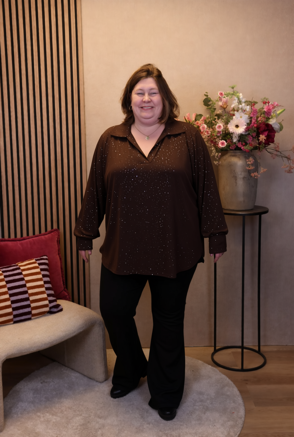 Dora | Bluse schwarz Langarm 52 bis 58