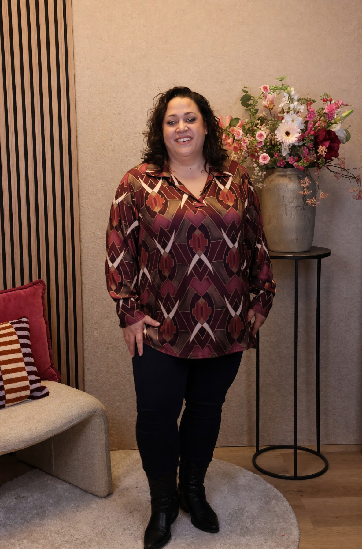 Dora | Bluse schwarz Langarm 52 bis 58