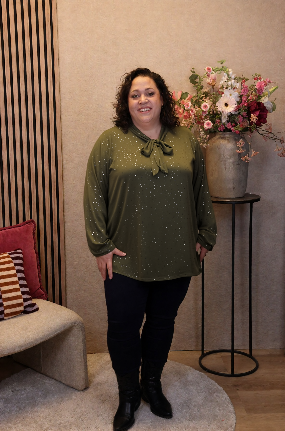 Dora | Bluse schwarz Langarm 52 bis 58