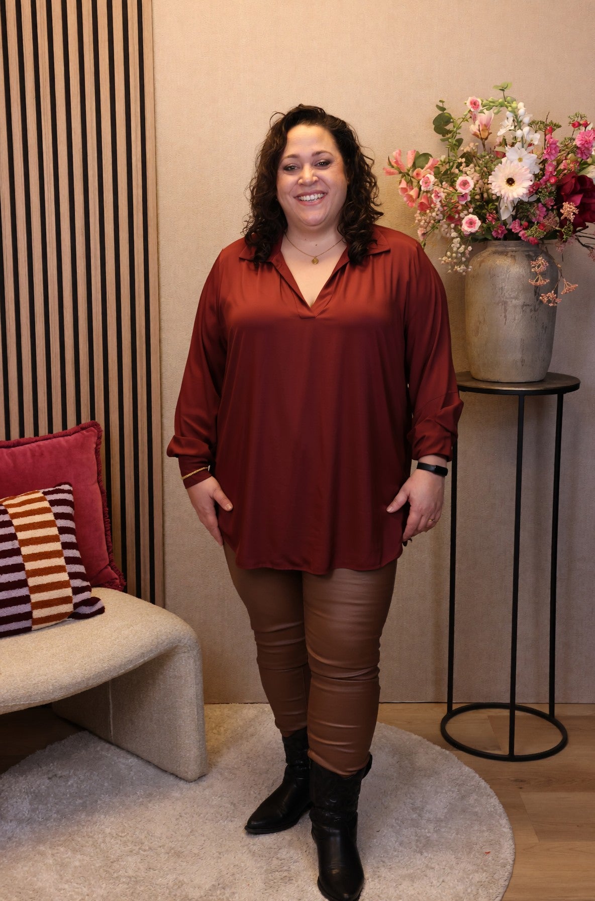 Dora | Bluse schwarz Langarm 52 bis 58