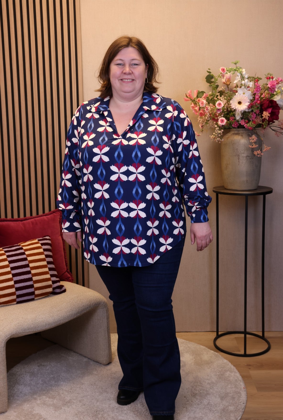 Dora | Bluse schwarz Langarm 52 bis 58