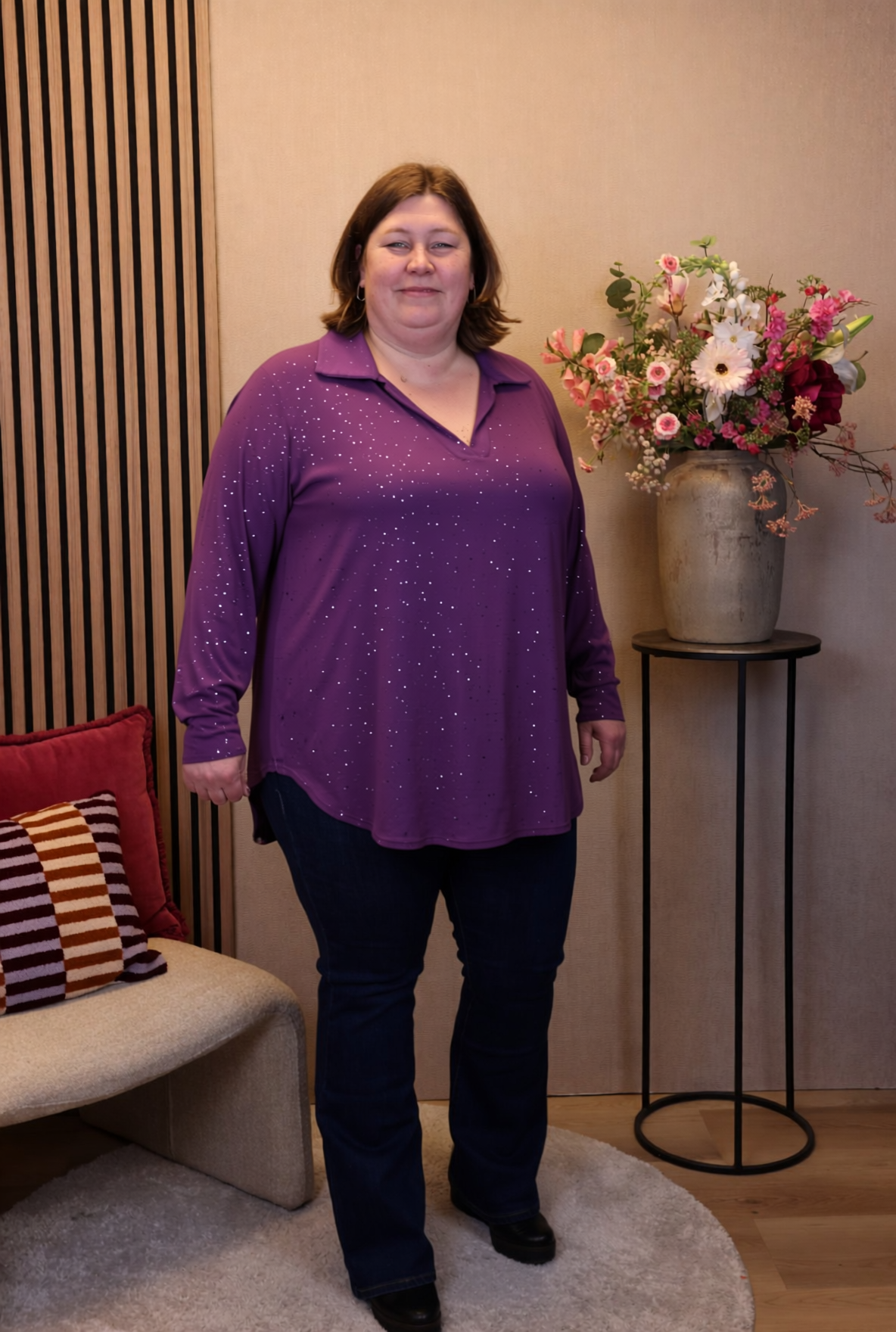 Dora | Bluse schwarz Langarm 52 bis 58