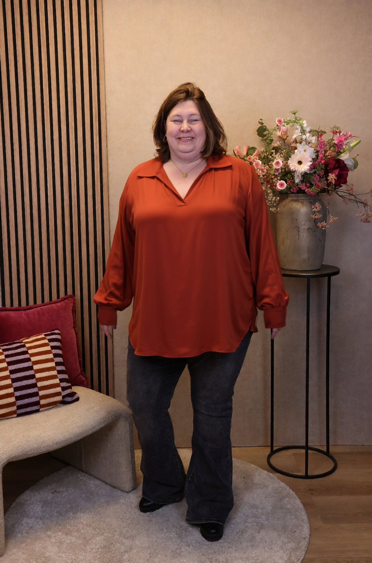 Dora | Bluse schwarz Langarm 52 bis 58