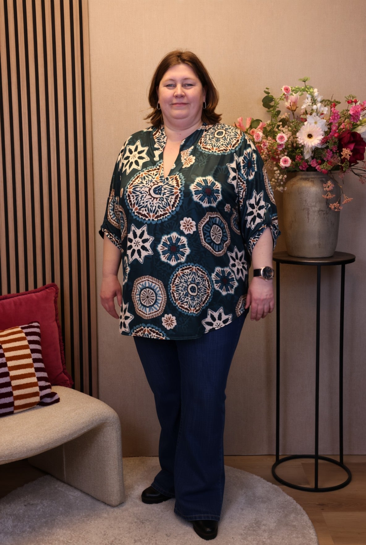 Dora | Bluse schwarz Langarm 52 bis 58