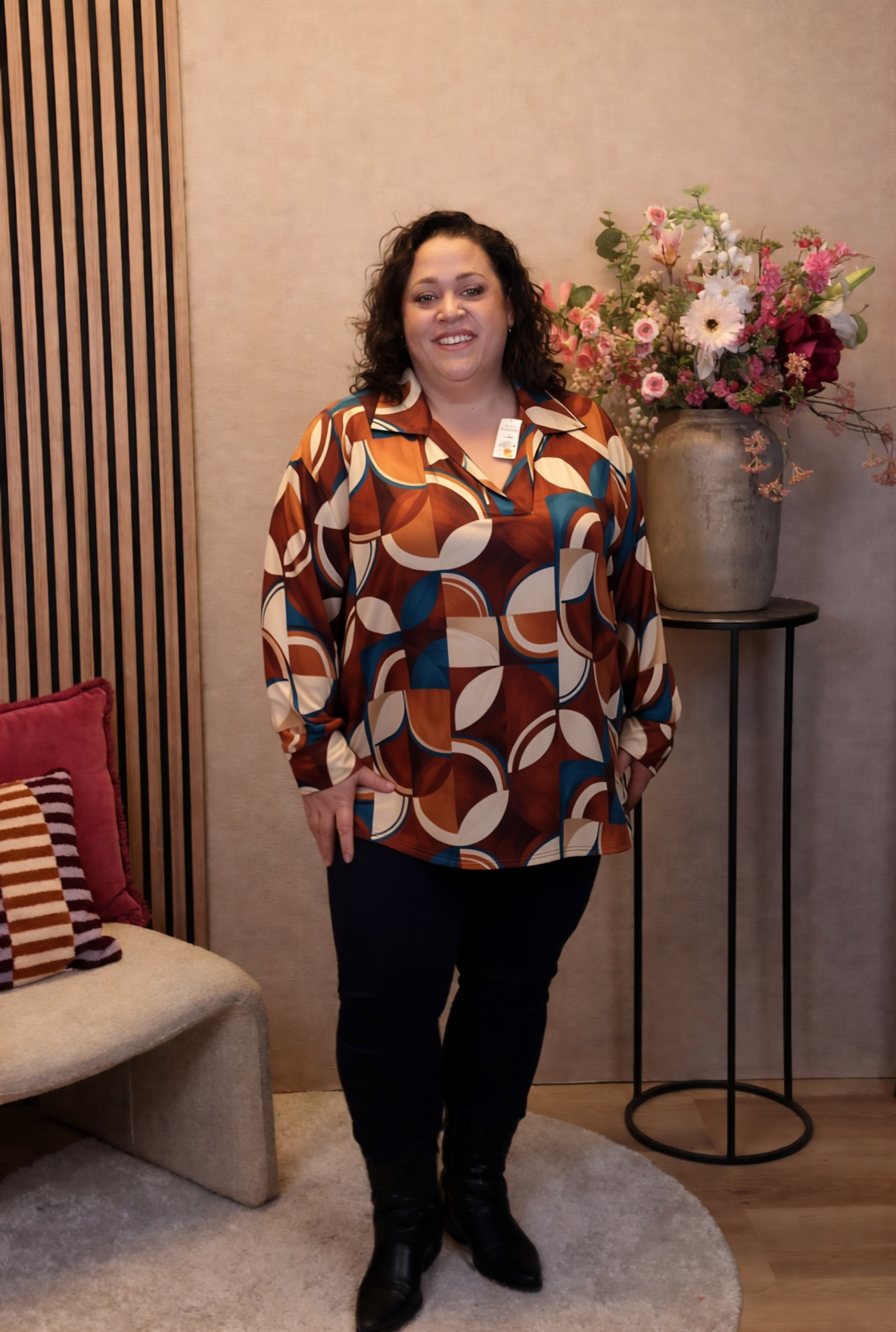 Dora | Bluse schwarz Langarm 52 bis 58