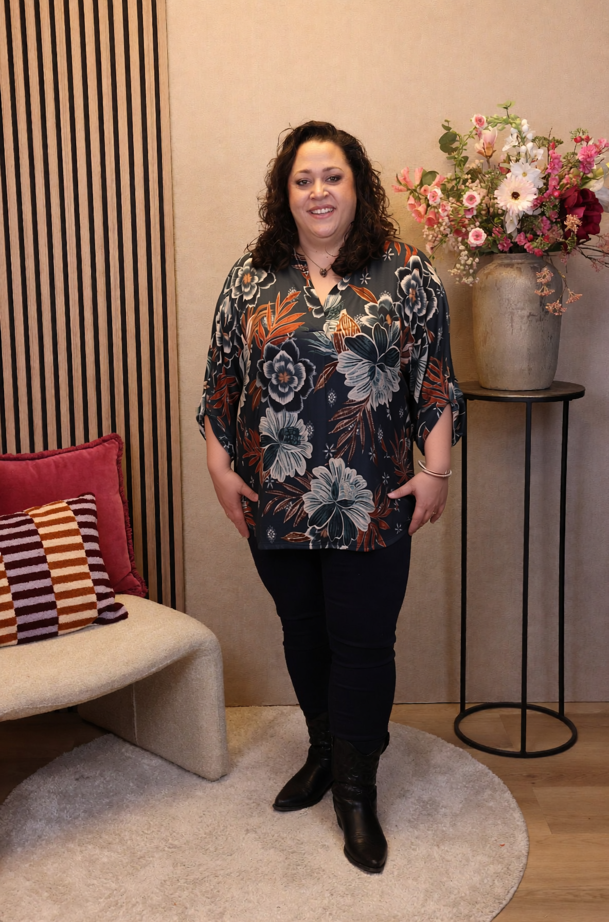 Dora | Bluse schwarz Langarm 52 bis 58