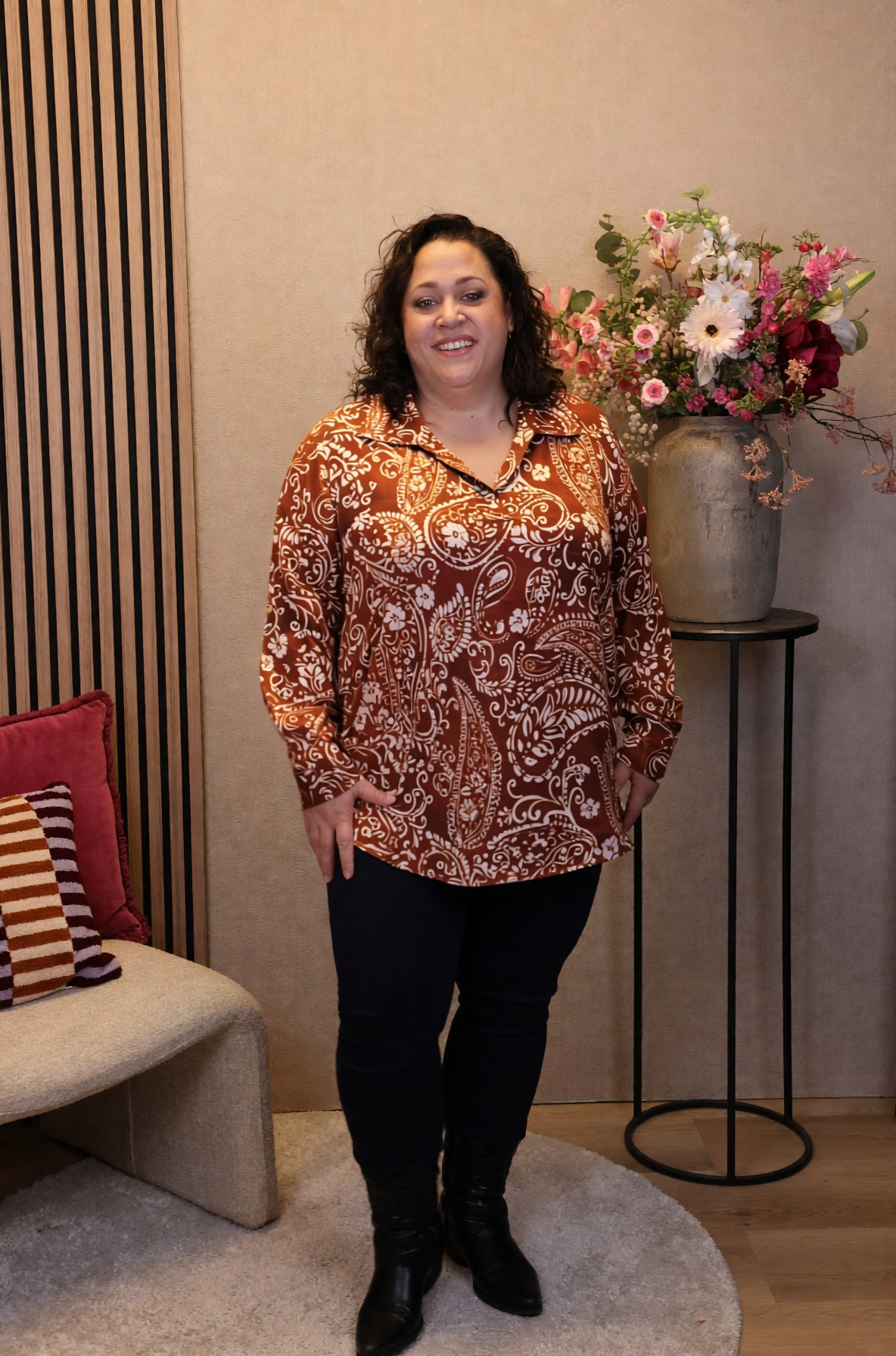 Dora | Bluse schwarz Langarm 52 bis 58