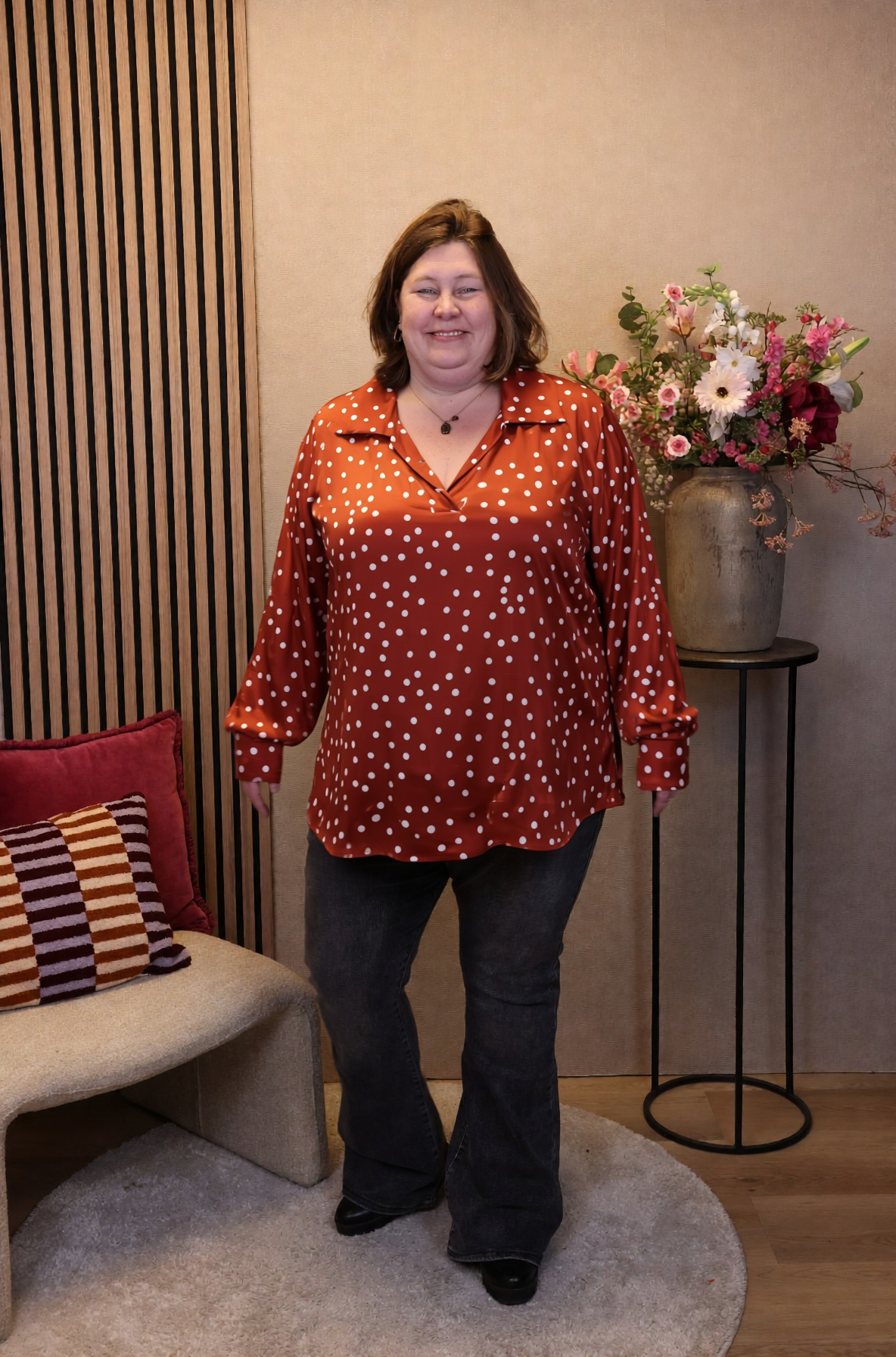 Dora | Bluse schwarz Langarm 52 bis 58