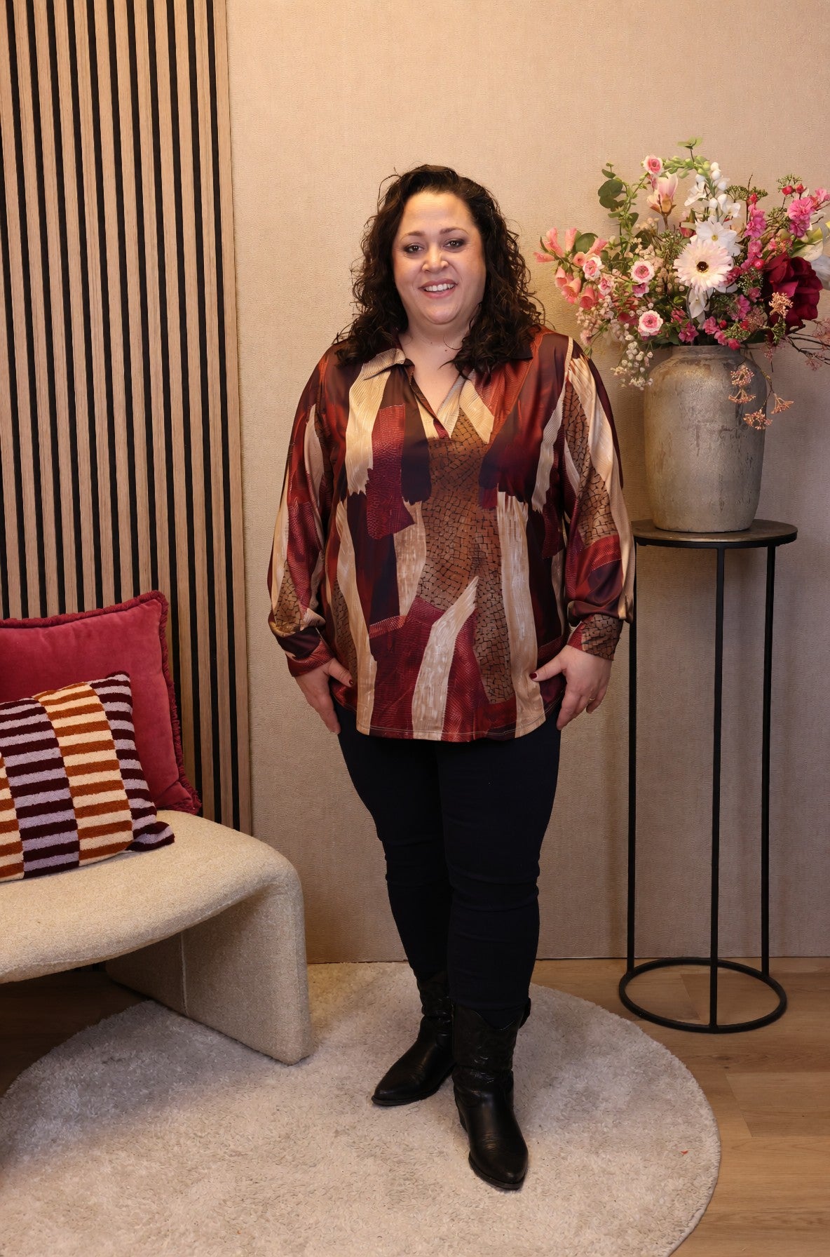 Dora | Bluse schwarz Langarm 52 bis 58