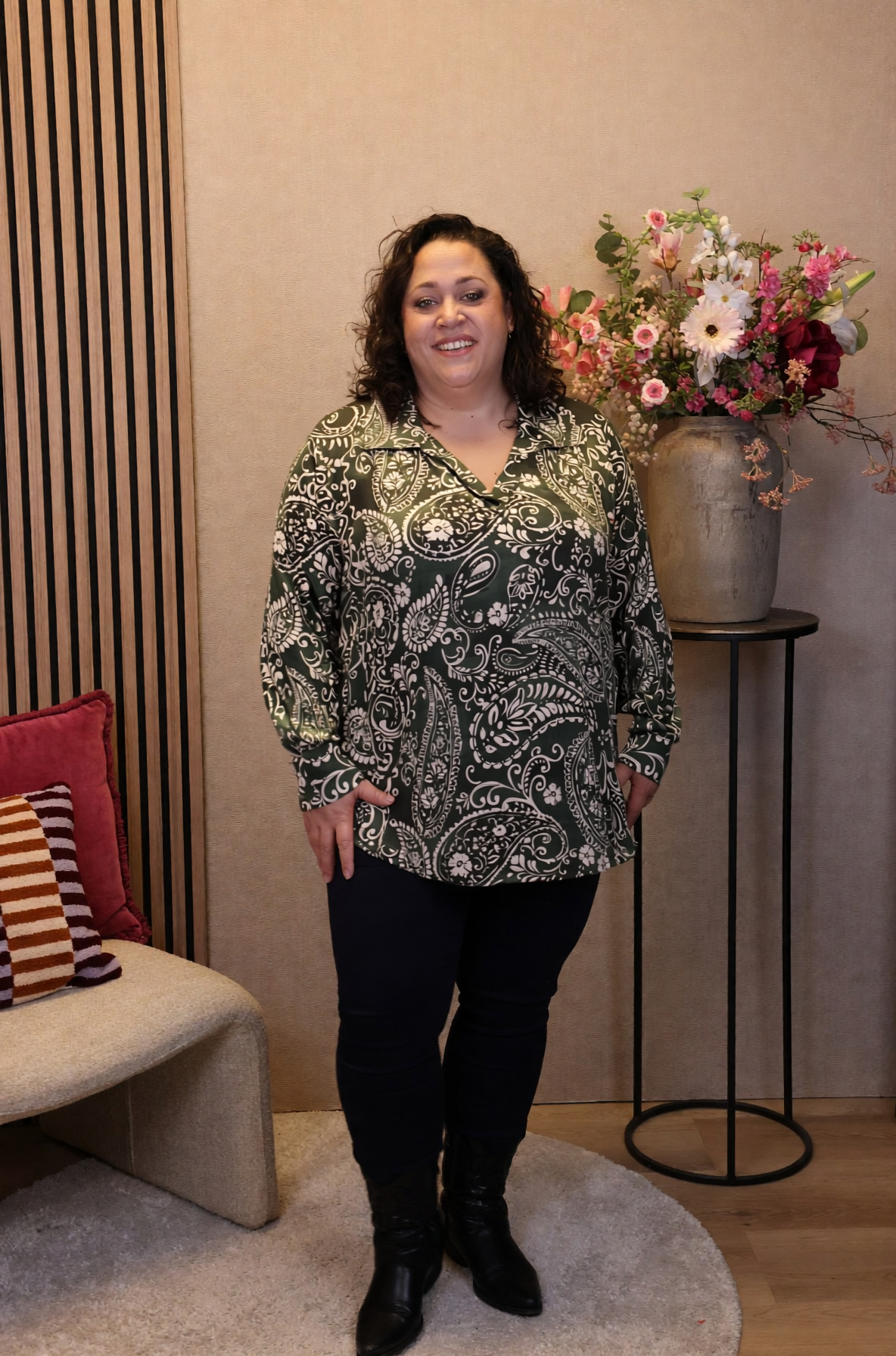 Dora | Bluse schwarz Langarm 52 bis 58