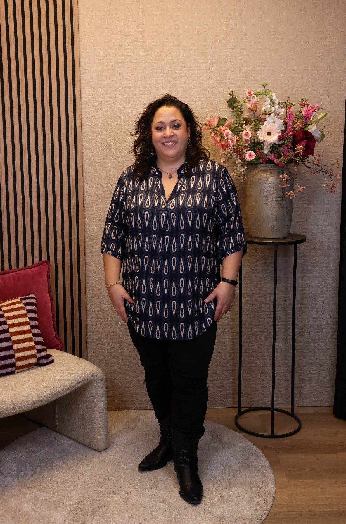 Dora | Bluse schwarz Langarm 52 bis 58