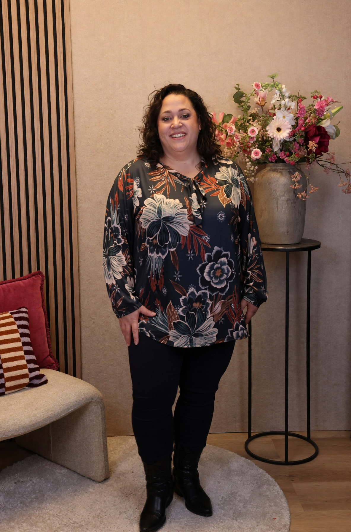 Dora | Bluse schwarz Langarm 52 bis 58