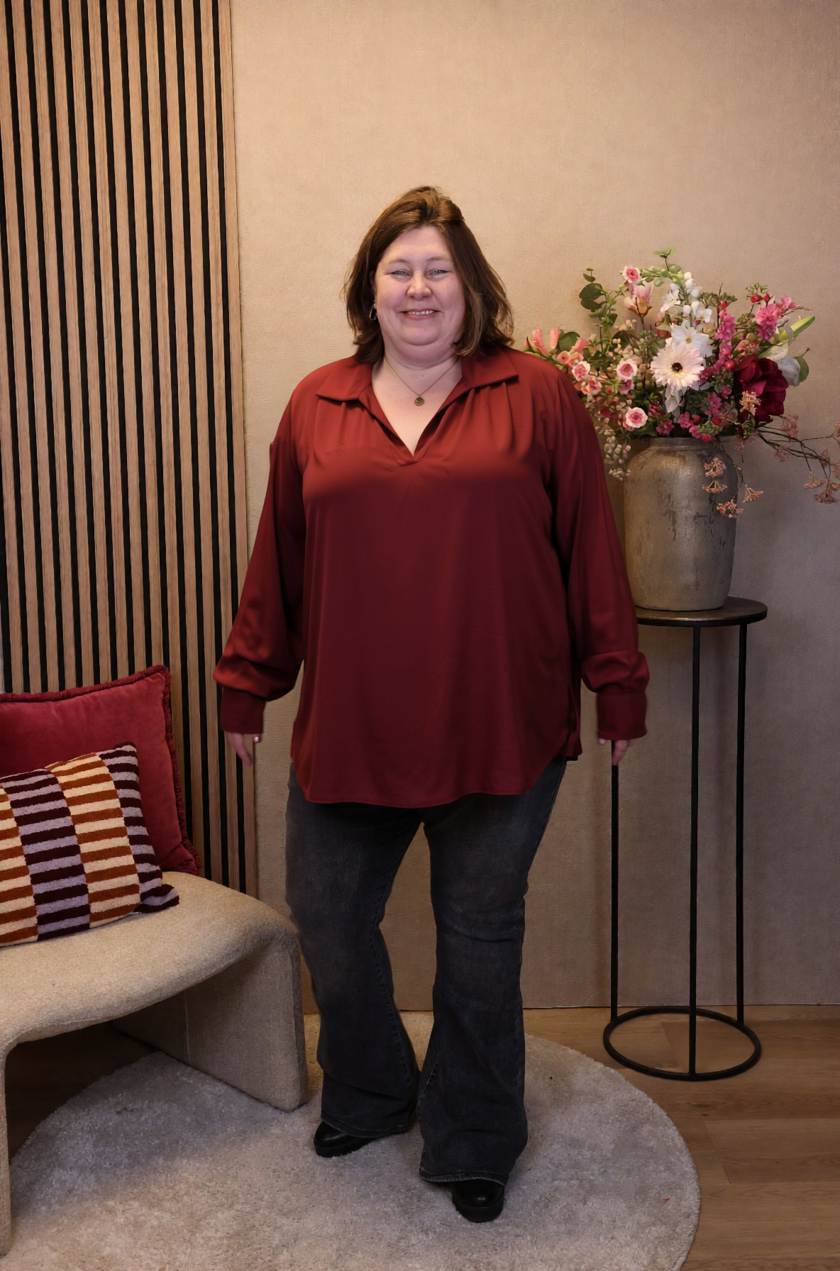 Dora | Bluse schwarz Langarm 52 bis 58