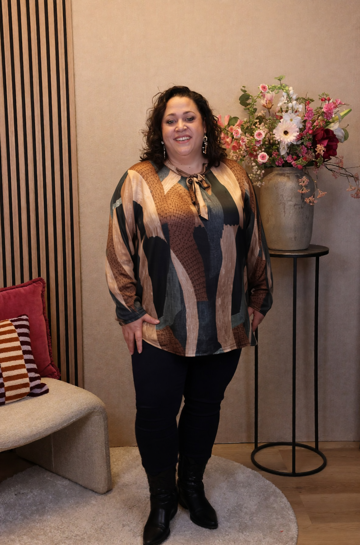 Dora | Bluse schwarz Langarm 52 bis 58