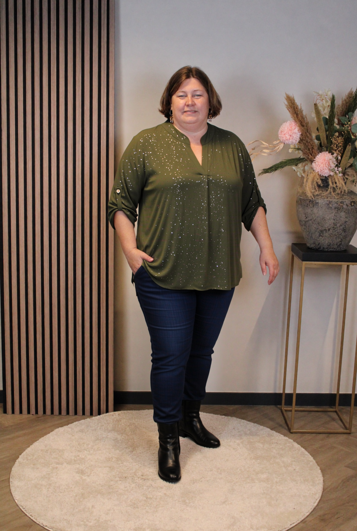 Dora | Bluse schwarz Langarm 52 bis 58