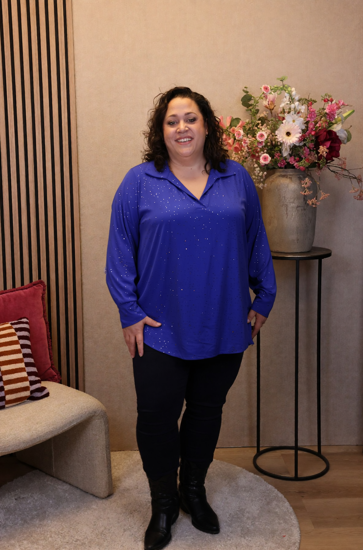 Dora | Bluse schwarz Langarm 52 bis 58