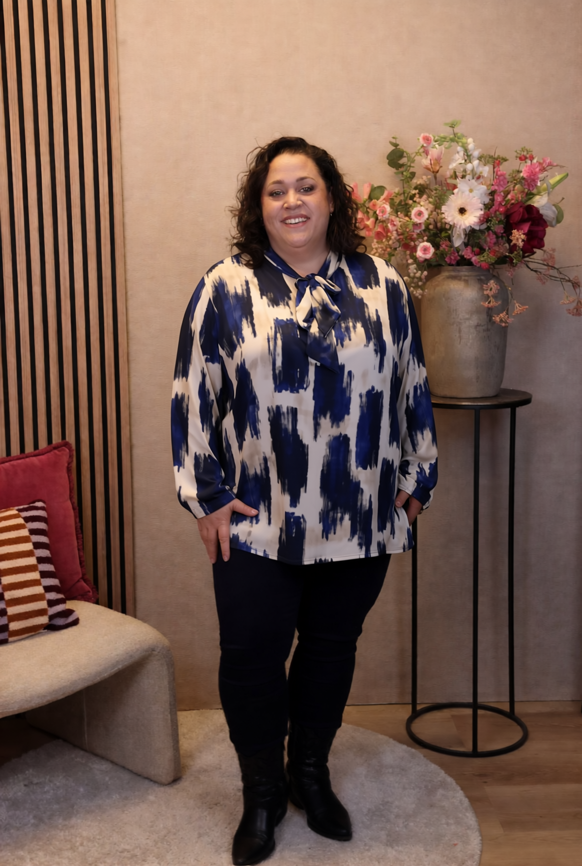 Dora | Bluse schwarz Langarm 52 bis 58