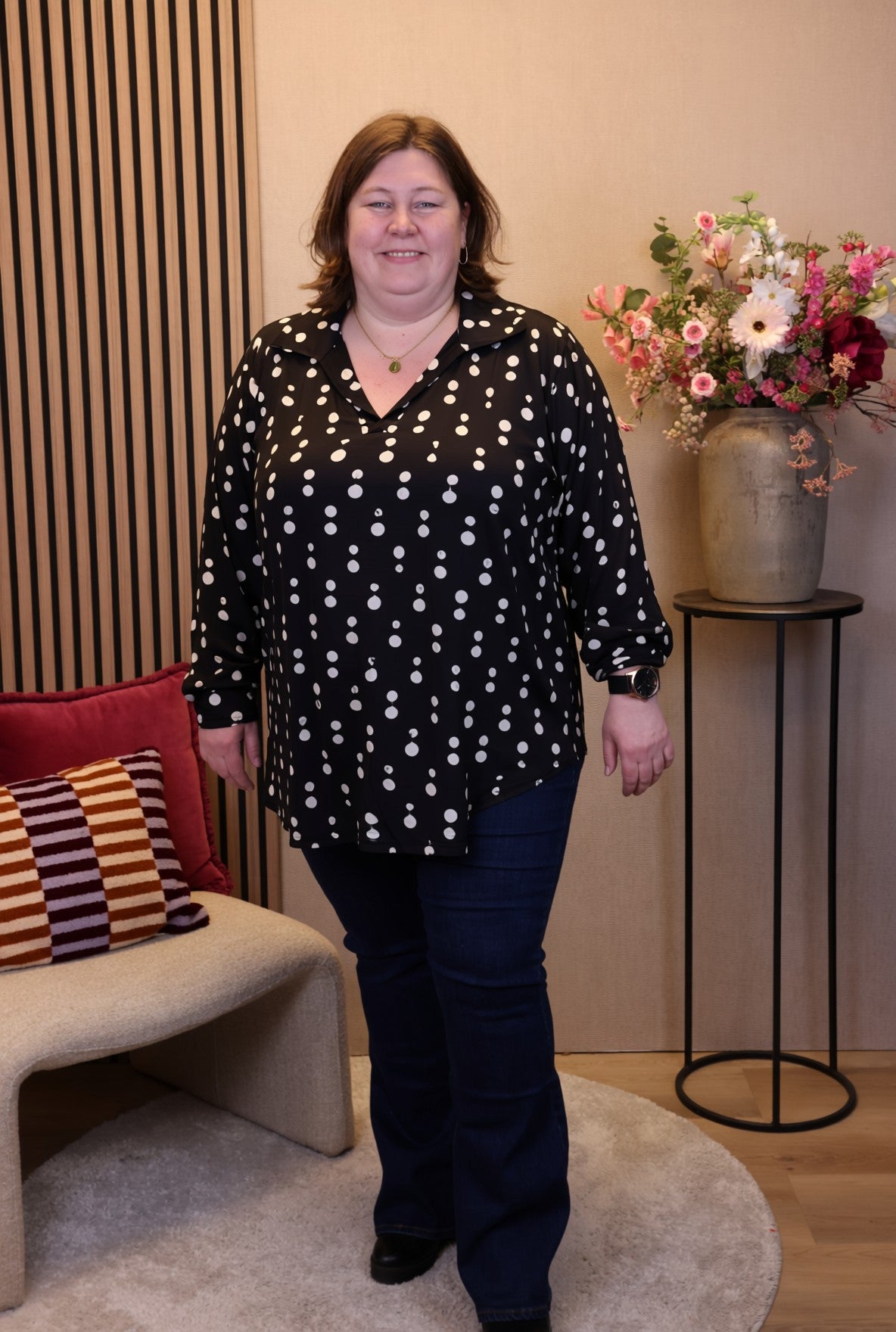 Dora | Bluse schwarz Langarm 52 bis 58