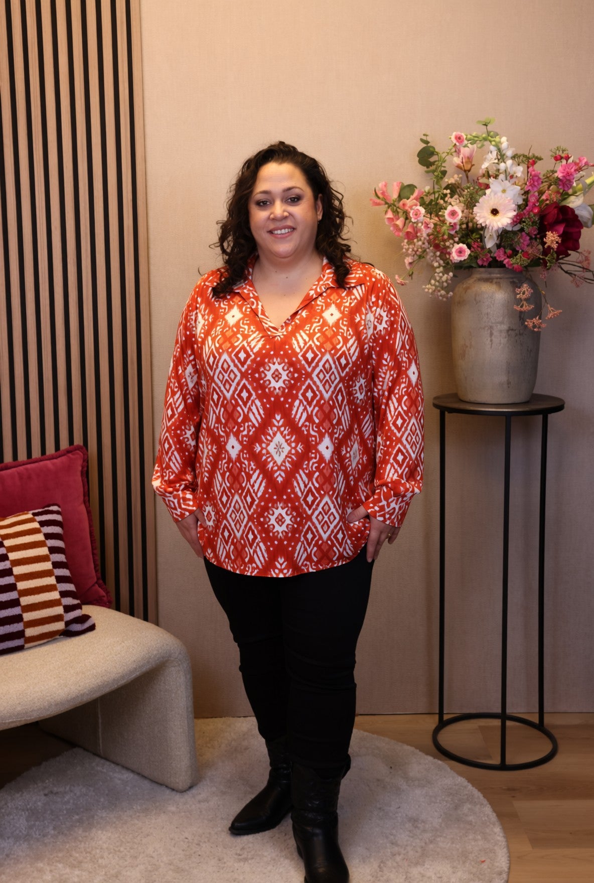 Dora | Bluse schwarz Langarm 52 bis 58