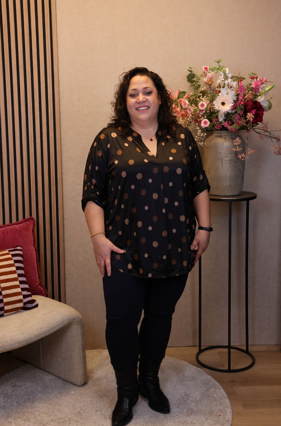 Dora | Bluse schwarz Langarm 52 bis 58