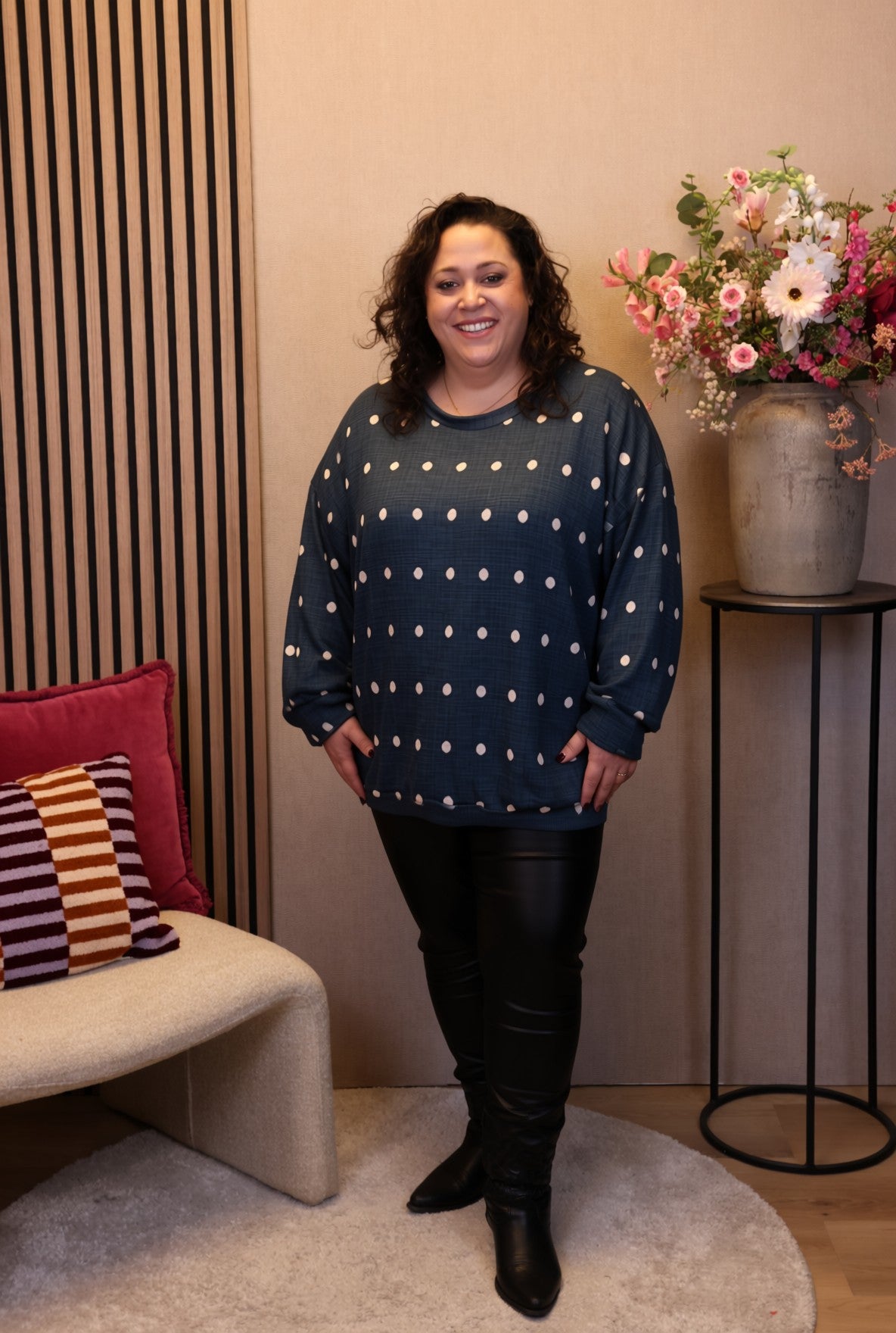 Dora | Bluse schwarz Langarm 52 bis 58