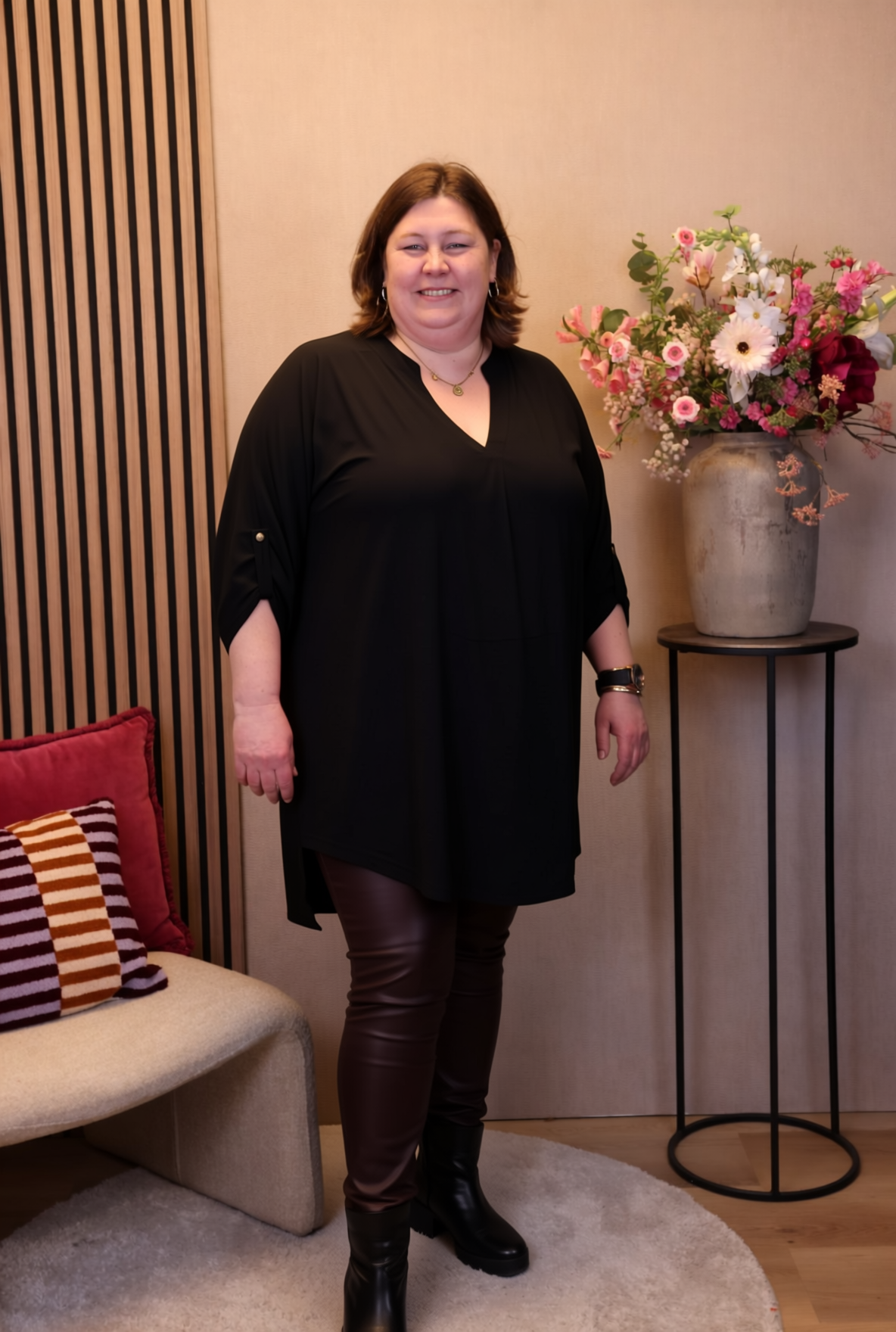 Dora | Bluse schwarz Langarm 52 bis 58