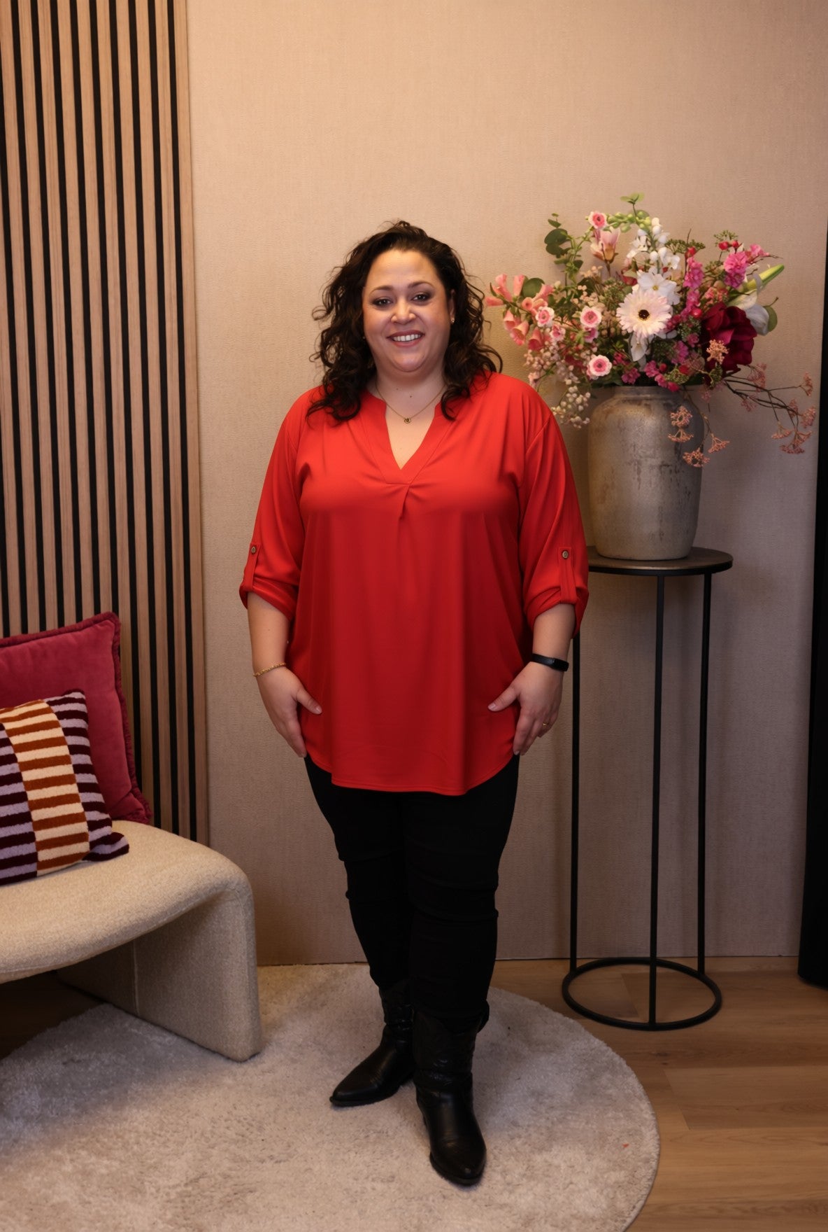 Dora | Bluse schwarz Langarm 52 bis 58