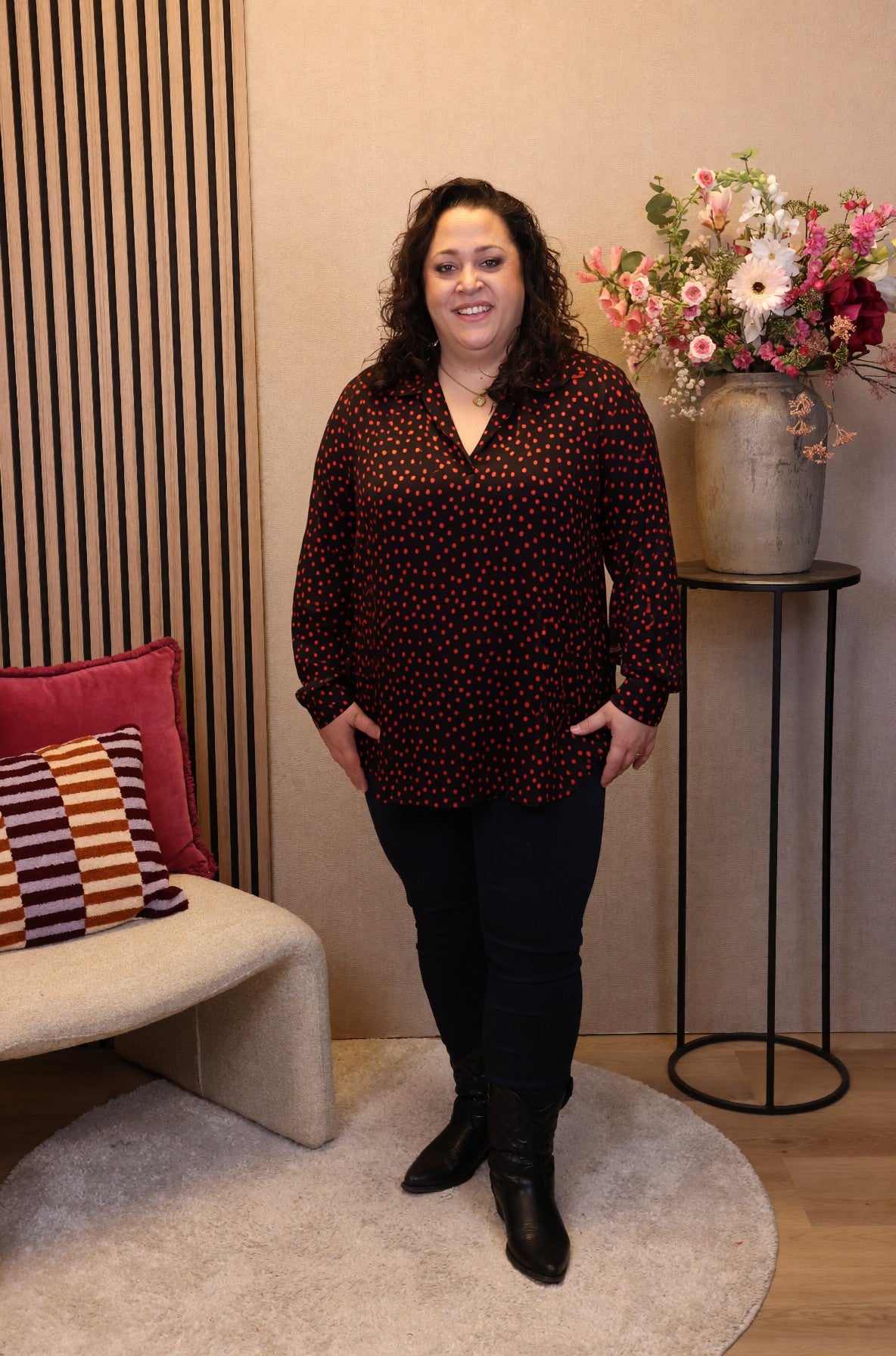 Dora | Bluse schwarz Langarm 52 bis 58