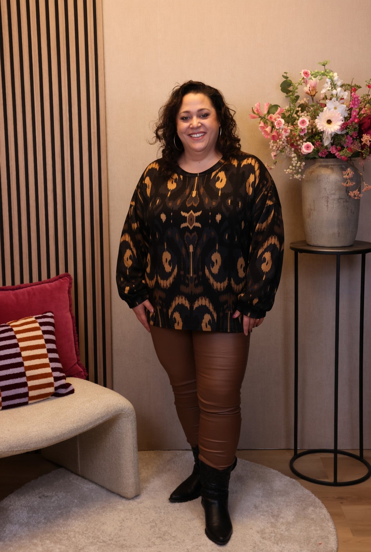 Dora | Bluse schwarz Langarm 52 bis 58