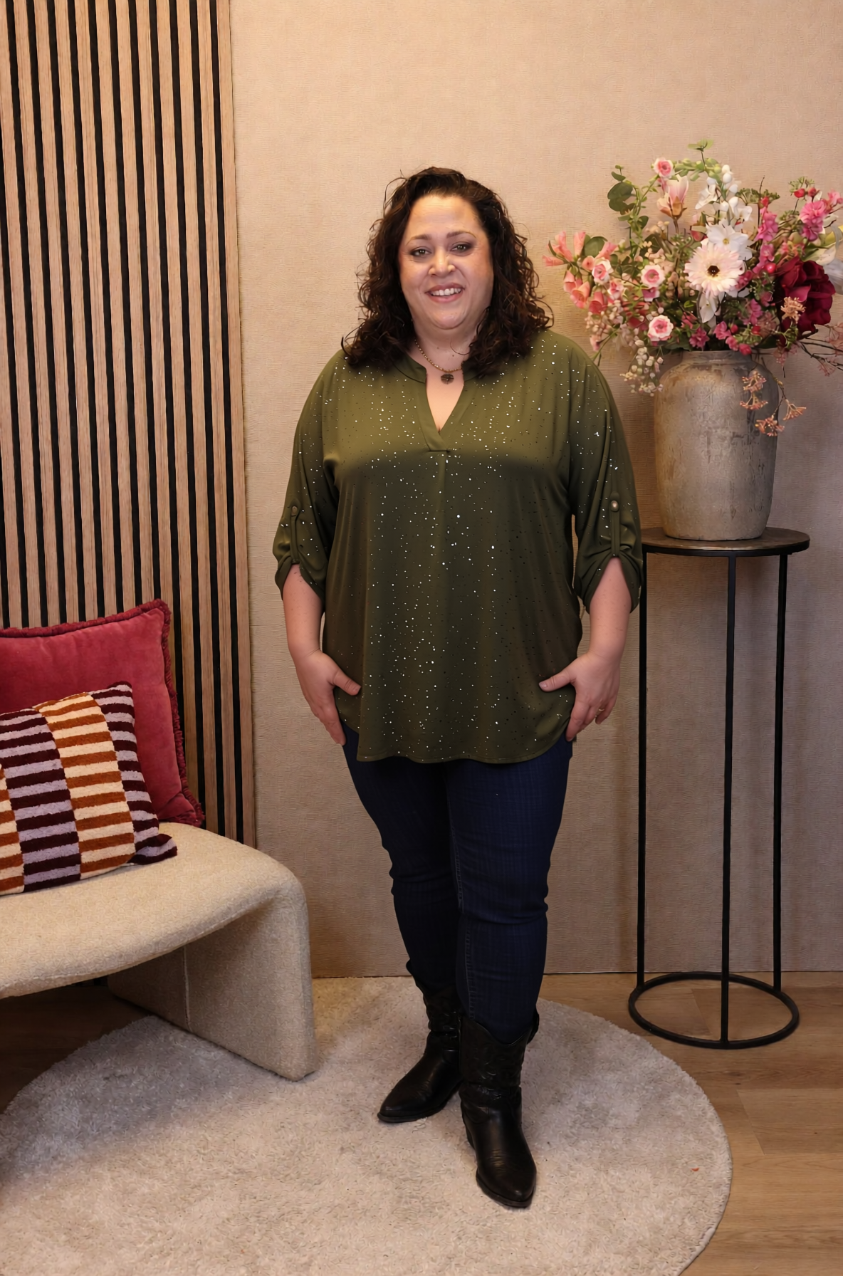 Dora | Bluse schwarz Langarm 52 bis 58